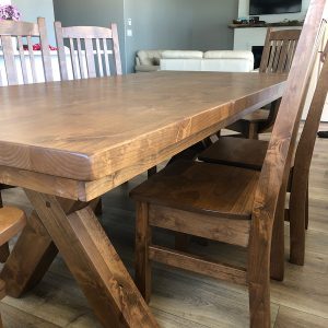 Knotty-alder-chestnut-stain-X-leg-table-mission-chairs